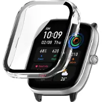 Strap-it Hard case bescherming - Stevig PC hoesje met glasplaat geschikt voor Amazfit GTS 4 Mini - transparant