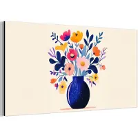 MuchoWow Aluminium schilderij 120x60 cm - Wanddecoratie metaal - Vaas - Bloemen - Boeket - Metalen muurdecoratie woonkamer - Decoratie industrieel - Foto op dibond - Industriële accessoires slaapkamer