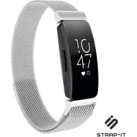 Strap-it Milanees Smartwatch bandje - Geschikt voor Fitbit Inspire / Inspire HR / Inspire 2 Milanese band - zilver - Horlogeband / Polsband / Armband - Maat: Maat S