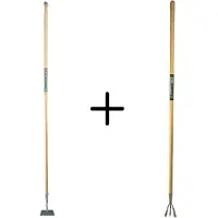 Synx Store Synx Tools Rechte Schoffel 14cm met Steel 160cm + Tuinkrabber 3 Tanden met Steel 150cm - Tuinkrabber - Rechte Schoffel 14cm