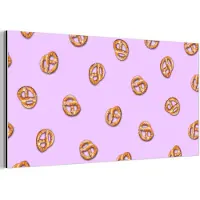 MuchoWow Aluminium schilderij 160x80 cm - Wanddecoratie metaal - Pretzels - Eten - Paars - Metalen muurdecoratie woonkamer - Decoratie industrieel - Foto op dibond - Industriële accessoires slaapkamer