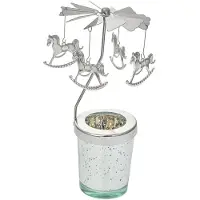 Clayre & Eef Waxinelichthouder Ø 8x17 cm Zilverkleurig Glas Hobbelpaard