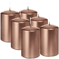 Wiedemann Cilinderkaars/stompkaars - 6x - metallic roségoud - 6 x 8 cm - 29 branduren - zuilkaarsen