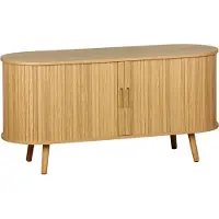 Sweeek Scandinavisch TV meubel met 2 gegroefde schuifdeuren met houteffect, 120cm Naturel