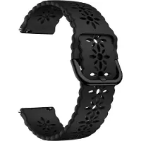 Strap-it Smartwatch bandje - siliconen bandje met patroon geschikt voor Polar Ignite / Ignite 2 / Unite / Pacer - Amazfit GTS / Bip / GTR 42mm - Huawei Watch GT 2 42mm / GT 3 42mm / GT 3 Pro 43mm - zwart