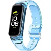 Strap-it TPU Smartwatch bandje - Geschikt voor Samsung Galaxy Fit 2 zon-verkleurend crystal bandje - transparant-blauw - Horlogeband / Polsband / Armband
