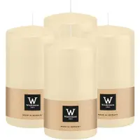 Wiedemann Cilinderkaars/stompkaars - 4x - creme wit - 13 x 7 cm - 52 branduren - zuilkaarsen