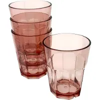 Migros 4 Kunststof Drinkglazen - 390ml - Rood Transparant - BPA Vrij - 9x9x11cm
