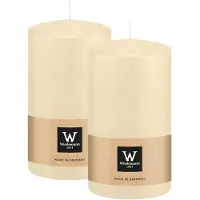 Wiedemann Cilinderkaars/stompkaars - 2x - creme wit - 13 x 7 cm - 52 branduren - zuilkaarsen