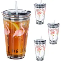 Relaxdays Glazen beker, Drinkglazen, Transparant