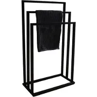 Viking Choice Badkamerhanger Handdoekenrek 3 Armen Zwart - Modern Design, Zwart Gepoedercoat Staal
