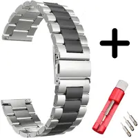Strap-it Geschikt voor Fitbit Charge 5 / Fitbit Charge 6 bandje staal zilver en zwart + toolkit