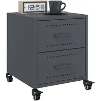 vidaXL Nachtkastjes 2 st 36x39x43,5 cm staal antracietkleurig