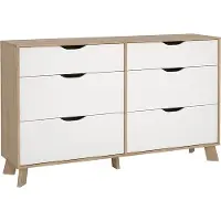 Ebuy24 Ikast kommode 6 lades eiken decor, wit.