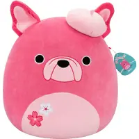 Squishmallows - Elise - Pink French Bulldog W/Sakura Flowers and Beret 40cm pluche