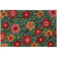 Relaxdays deurmat bloemen - 40 x 60 cm - kokos - antislip - weerbestendig - binnen - buiten