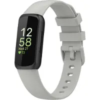 Strap-it Siliconen Smartwatch bandje - Geschikt voor Fitbit Inspire 3 siliconen bandje - grijs - Horlogeband / Polsband / Armband - Maat: Maat L