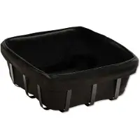 Kesper Broodmandje met stof - metaal/peva - zwart - vierkant - D22 x H9 cm - tafel serveermandje