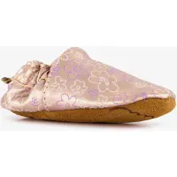 Groot leren babyschoenen met bloemenprint roze maat 21/22