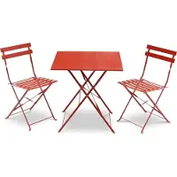 Sweeek - Bistrotuinset vierkante metalen tafel met twee stoelen inklapbaar - emilia