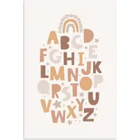 PosterMonkey Poster 20x30 cm - Alfabet - Sterren - Regenboog - Pastel kleuren - Educatief - Posters - Kamer decoratie accessoires - Wanddecoratie kinderkamer - Muurdecoratie babykamer