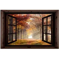 PosterMonkey Poster 180x120 cm - Herfst - Bos - Bomen - Natuur - Doorkijk - Posters - Kamer decoratie - Wanddecoratie woonkamer - Muurdecoratie slaapkamer XXL