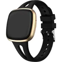 Strap-it Luxe siliconen bandje - geschikt voor Fitbit Versa 3 / Versa 4 / Sense / Sense 2- zwart - Maat: Maat S