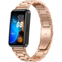 Strap-it Stalen Smartwatch bandje - Geschikt voor Huawei Band 8 / Huawei Band 9 / Huawei Band 10 stalen band - rosé goud - Horlogeband / Polsband / Armband