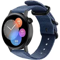 Strap-it Nylon gesp smartwatch bandje - geschikt voor Huawei Watch GT 2 42mm / GT 3 42mm / GT 3 Pro 43mm - blauw