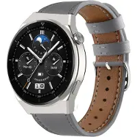 Strap-it Smartwatch bandje leer - geschikt voor Huawei GT / GT 2 / GT 3 / GT 3 Pro / GT 4 46mm / GT 5 & 5 Pro (46mm) / GT 2 Pro / GT Runner / Watch 3 (Pro) / Watch 4 (Pro) / Watch Ultimate - grijs