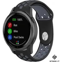 Strap-it Sport siliconen bandje - geschikt voor Garmin Vivoactive 4 45mm / Garmin Venu 2 - zwart/grijs