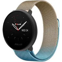 Strap-it Luxe Milanese bandje - geschikt voor Polar Ignite / Ignite 2 / Ignite 3 / Unite / Pacer - blauw/goud