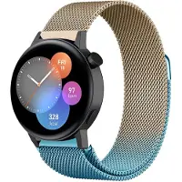 Strap-it Luxe Milanese bandje - geschikt voor Huawei Watch GT 2 42mm / GT 3 42mm / GT 3 Pro 43mm - blauw/goud