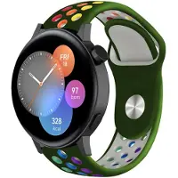 Strap-it Siliconen sport bandje - geschikt voor Huawei Watch GT 2 42mm / GT 3 42mm / GT 3 Pro 43mm - legergroen/kleurrijk