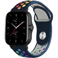 Strap-it Siliconen sport bandje - geschikt voor Xiaomi Amazfit GTS 1-2-3-4 - Mini / Amazfit Bip / Bip S / Bip Lite / Bip U Pro / Bip 3 / Amazfit GTR 42mm - donkerblauw/kleurrijk