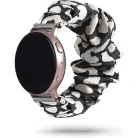 Strap-it Scrunchie bandje - geschikt voor Xiaomi Amazfit Bip / Bip Lite / Bip S / Bip U Pro / GTS 1-2-3-4 / GTR 42mm - zwart/wit