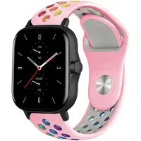 Strap-it Siliconen sport bandje - geschikt voor Xiaomi Amazfit GTS 1-2-3-4 - Mini / Amazfit Bip / Bip S / Bip Lite / Bip U Pro / Bip 3 / Amazfit GTR 42mm - roze/kleurrijk