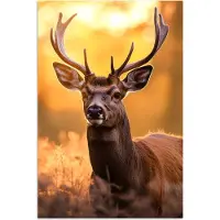 PosterMonkey Poster 60x90 cm - Hert - Gewei - Herfst - Bos - Bruin - Natuur - Bosdieren - Posters - Kamer decoratie - Wanddecoratie woonkamer - Muurdecoratie slaapkamer