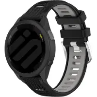 Strap-it Smartwatch siliconen sport bandje - geschikt voor Garmin Vivoactive 4 (45mm) / Venu 2 / Venu 3 / Forerunner 255 / Forerunner 265 - zwart/grijs