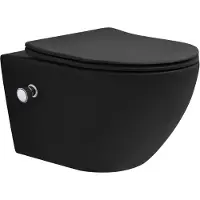 LuxeBath Keramisch wandcloset Matzwart 54 cm lang Randloos met bidet & soft-close