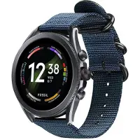 Strap-it Nylon gesp smartwatch bandje - geschikt voor Fossil Gen 6 44mm / Gen 5 / Gen 5e 44mm - blauw