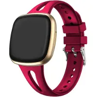 Strap-it Luxe siliconen bandje - geschikt voor Fitbit Versa 3 / Versa 4 / Sense / Sense 2- rose rood - Maat: Maat L