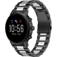 Strap-it Stalen schakel bandje - geschikt voor Fossil Gen 5 / Gen 5e 44mm / Gen 6 44mm - zwart/zilver