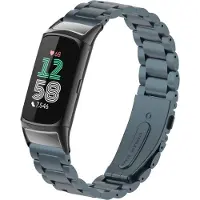 Strap-it Luxe stalen schakel band - geschikt voor Fitbit Charge 5 / 6 - RVS metalen bandje voor Charge 5 / 6 activity tracker (space grey grijs)