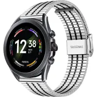 Strap-it Luxe stalen RVS bandje - geschikt voor Fossil Gen 6 44mm / Gen 5 / Gen 5e 44mm - zilver/zwart