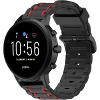 Strap-it Sport gesp bandje - geschikt voor Fossil Gen 5 / Gen 5e 44mm / Gen 6 44mm - zwart/rood