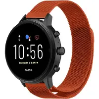 Strap-it Milanees smartwatch bandje - geschikt voor Fossil Gen 5 / Gen 5e 44mm / Gen 6 44mm - oranje