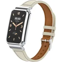 Strap-it Leer Smartwatch bandje - Geschikt voor Xiaomi Smart Band 7 Pro leren bandje - wit - Horlogeband / Polsband / Armband