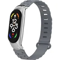 Strap-it TPU Smartwatch bandje - Geschikt voor Xiaomi Mi Band 7 TPU bandje met frame - donkergrijs - Horlogeband / Polsband / Armband