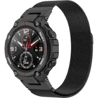 Strap-it Milanees Smartwatch bandje - Geschikt voor Amazfit T-Rex - Pro Milanese band - zwart - Horlogeband / Polsband / Armband